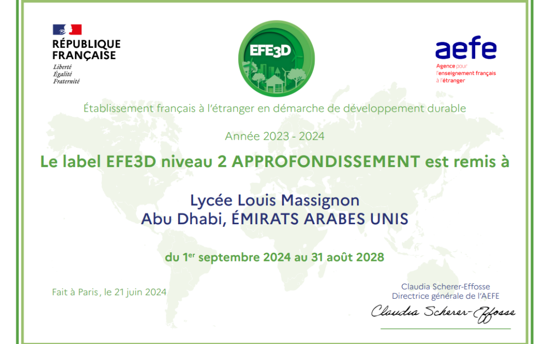 Label EFE3D : notre engagement en faveur du développement durable récompensé !