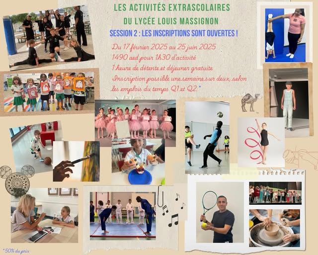 Inscriptions ouvertes pour la deuxième session des activités extrascolaires !