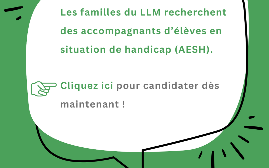 Les familles du LLM recherchent des accompagnants d’élèves en situation de handicap (AESH) !