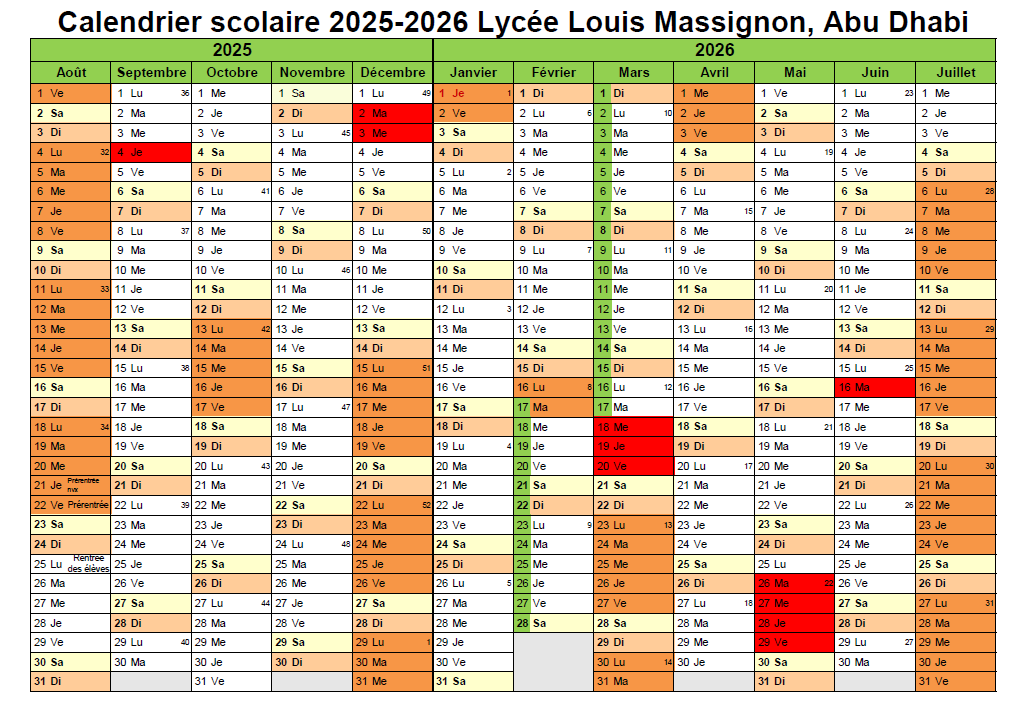 Calendrier 25-26